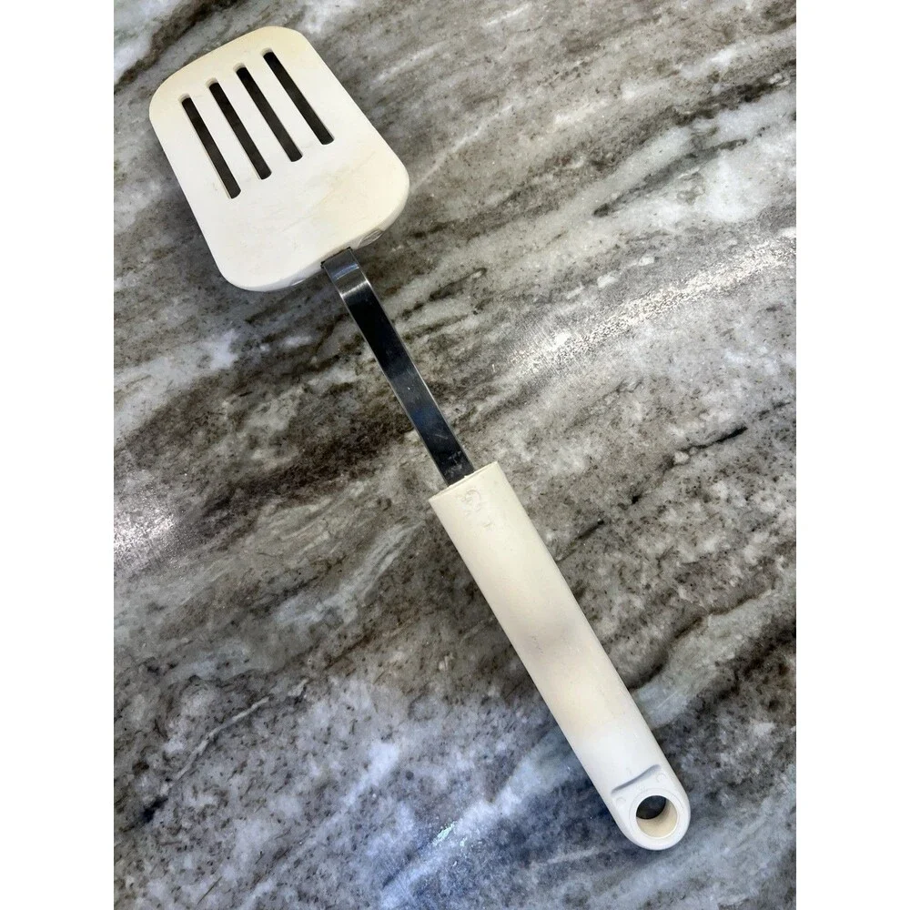 Vintage Bonnie Spatula Turner Flipper Stainless Steel White Handle Made In USA